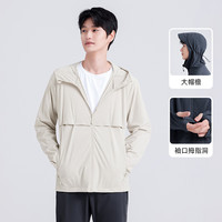 Pioneer Camp拓路者千窗百孔防晒衣男UPF100户外夏季连帽薄款外套钓鱼防晒服透气男士 燕麦灰【袖口拇指孔版】 3XL