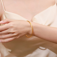 炫舞金珠宝 黄金手镯 足金999古法素圈金镯子 结婚三金五金