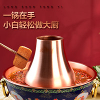 隆顺铜艺新景泰蓝铜火锅紫铜插电珐琅火锅涮羊肉火锅锅具 鸳鸯锅【8-10人】蓝底飞鹤 36cm