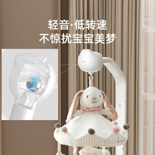 imomoto新生儿床铃婴儿满月礼安抚玩具旋转0-6个月 小兔【充电60分钟  续航八小时】
