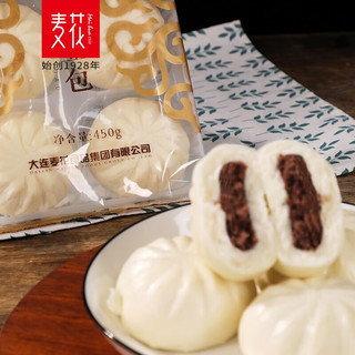麦花 早餐豆沙包东北粘豆包早餐速冻包子冷冻半成品豆包主食代餐点心 豆沙包450g*3袋18个