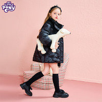 小马宝莉女童时尚棉服外套2024冬装中大童女孩中长款棉衣儿童加厚冬季棉袄 黑色 150