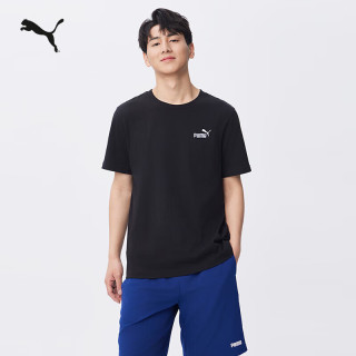 PUMA 运动休闲刺绣短袖T恤 黑色 M