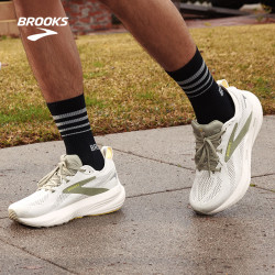 BROOKS Glycerin 22甘油跑鞋男鞋缓震支撑专业 浅灰色/深牡丹蓝/火焰红 42.5