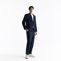 BOSS【父亲节】男士25年夏季弹力泡泡纱修身轻薄西装夹克 404-深蓝色 M (48A)