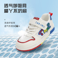 泰兰尼斯春夏新款儿童板鞋透气单网简约字母轻潮时尚小白魔术贴运动鞋 单网 内长15.5cm适合脚长14.5