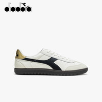 「T头鞋」diadora迪亚多纳男女牛皮革板鞋经典德训鞋Saunter OG 冰山白/锆石黑/砂金N0376 42.5