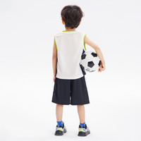 WALNUT DUCK小黄鸭假两件儿童套装2025夏季男女中小童学院风运动篮球套装 白色 运动风 140