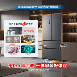 Ronshen 容声 515升方糖主动双净双系统法式多门四开门超薄嵌入式电冰箱制冰一级能效 BCD-515P60FZMAD灰