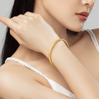 中国黄金(CHINA GOLD)黄金手镯古法素圈手镯足金999无孔手镯结婚三金女友 约10.66g【60圈号】
