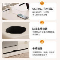 易漫床边桌气动升降桌侧边电脑桌可移动站立式小桌茶几床上饭桌护理桌 升降折叠+USB/80*40cm-暖白色