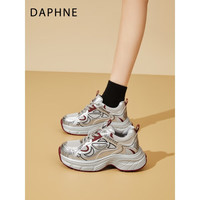 达芙妮(DAPHNE)厚底老爹鞋女款2025新款春季运动鞋增高小个子复古女鞋 红色 单层 跟高6CM 36 (230mm) 标准码