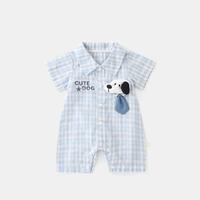 婴儿翻领连体衣夏季薄款新生儿纯棉短袖爬服男宝宝外出哈衣夏装