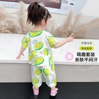 夏季薄款短袖七分裤婴幼服饰宝宝家居服男童女童裤子轻薄透气短袖