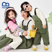 迷你巴拉 MINI BALA 巴拉亲子装一家三口四口工装风廓形直筒背带裤