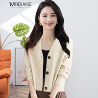 Mrdiane wei 针织开衫女外套休闲百搭女士针织衫上衣 米色 均码