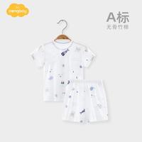 婴儿夏季薄款套装透气宝宝睡衣短袖无骨内衣空调服夏装2件套
