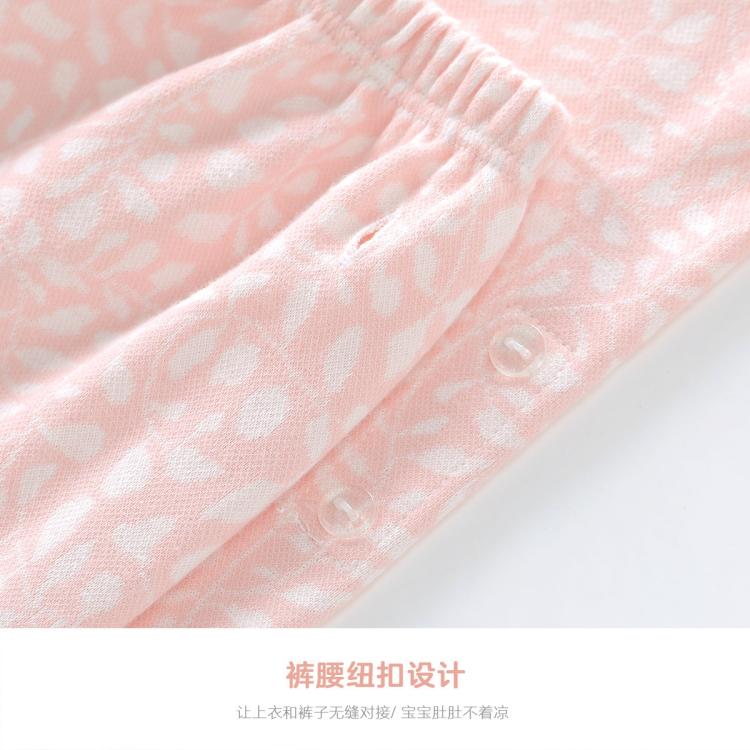 aqpa0-6个月春秋新生儿纯棉长袖长裤绑带套装女童可爱两件套装