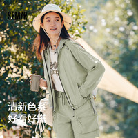 森马 Semir外套女宽松连帽夏轻盈凉感防晒衣101324108003 军绿40697 XL