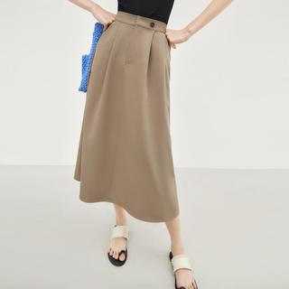 2025夏装通勤纯色宽松A字背带裙女式中长款半身裙