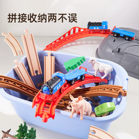美乐童年火车轨道积木拼接电动男孩仿真过家家玩具 火车来了