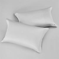 罗莱生活 LUOLAI 奢享高支枕套家纺简约纯棉全棉单人拆件枕套床上用品 【装】云山缟羽枕套-灰色 2支 单只 48cm*74cm