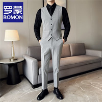 罗蒙（ROMON）马甲男春秋男装伴郎服兄弟装男士正装套装四季修身马甲西裤两件套 浅灰色【单马甲】 6XL（62）