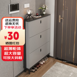 家世华 超薄入户门鞋柜家用门口进门一体靠墙翻斗式大容量收纳柜 轻奢灰50*17*120