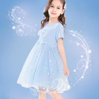 冰雪奇缘艾莎公主裙女童连衣裙25夏装儿童裙子网纱裙洋气