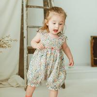 HAPPYOLOGY 女宝宝连体衣春夏款英伦风纯棉无袖碎花连体哈衣