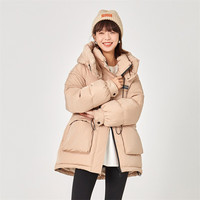 SNOWFLYING雪中飞【反季清仓】女士时尚连帽抽绳休闲大口袋纯色羽绒服外套   /160/84A