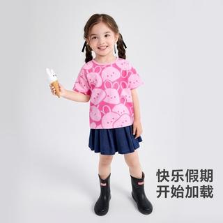 【满印馒头兔】婴幼女童T恤24夏儿童薄款休闲短袖上衣