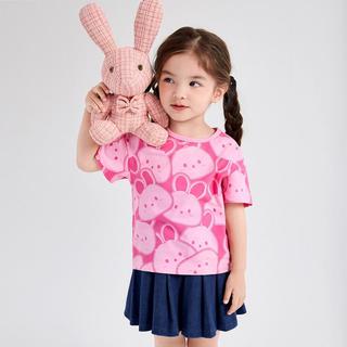 【满印馒头兔】婴幼女童T恤24夏儿童薄款休闲短袖上衣