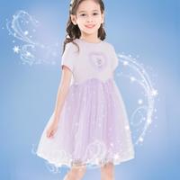 冰雪奇缘艾莎公主裙女童连衣裙25夏装儿童裙子网纱裙洋气