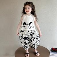 【满印小兔子】儿童套装女童夏季无袖背心裤子两件套甜美风可爱潮