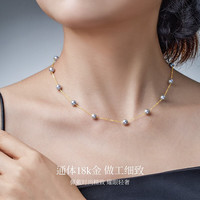 meluxe18K金akoya灰海水珍珠项链珍珠锁骨链满天星系列 生日礼物送女友 【项链】,