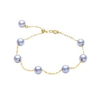 meluxe18K金akoya灰海水珍珠项链珍珠锁骨链满天星系列  【手链】5.5-6mm,长约17cm