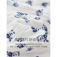 茵曼甜美碎花蛋糕短裙2025夏季女装淡人穿搭显瘦a字半身裙 黑底白花 S