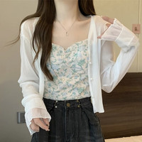 妙奕嘉 冰丝针织开衫薄款 白色冰丝珍珠扣开衫 L