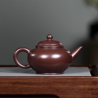 月壶茗清宜兴小容量紫砂壶纯手工功夫斗茶小茶壶原矿紫茄泥水平壶150cc 水平壶
