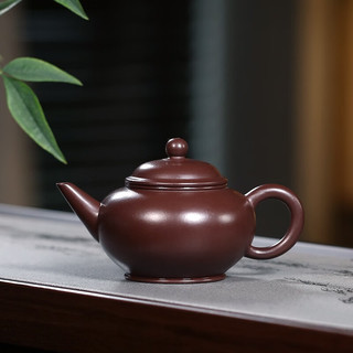月壶茗清宜兴小容量紫砂壶纯手工功夫斗茶小茶壶原矿紫茄泥水平壶150cc 水平壶
