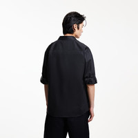 杰克·琼斯（JACK&JONES）25年男装七分袖衬衫男士夏季薄款柔软高端短袖衬衣休闲宽松外穿 E40黑色 L