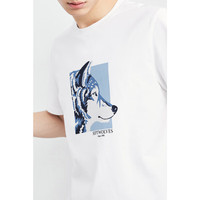 七匹狼短袖T恤男士夏季中青年休闲提花索罗娜凉爽透气百搭t恤衫男装上衣 801(米白) 4XL 190/104A