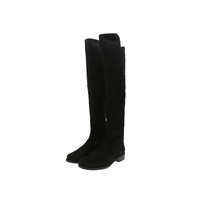 STUART WEITZMANSW女士5050系列经典百搭粗跟中跟圆头长靴 黑色34.5
