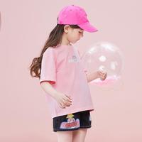 马骑顿 MQD女童25夏季学院亲肤舒适百搭运动休闲卡通短袖T恤有170