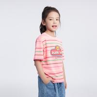 马骑顿 MQD女童25夏季学院风经典撞色条纹卡通上衣运动中大童短袖T恤