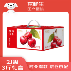 京鲜生 国产樱桃 2J级 3斤礼盒装 单果10g