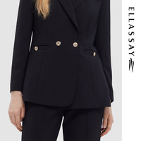 歌力思(ELLASSAY)春夏翻领立体剪裁金属扣通勤西装外套女EWD331T20700 经典黑 M