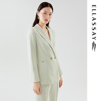 歌力思（ELLASSAY）春夏翻领立体剪裁金属扣通勤西装外套女EWD331T20700 豆沙绿 L