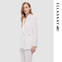 歌力思（ELLASSAY）春夏翻领立体剪裁金属扣通勤西装外套女EWD331T20700 纯净白 L